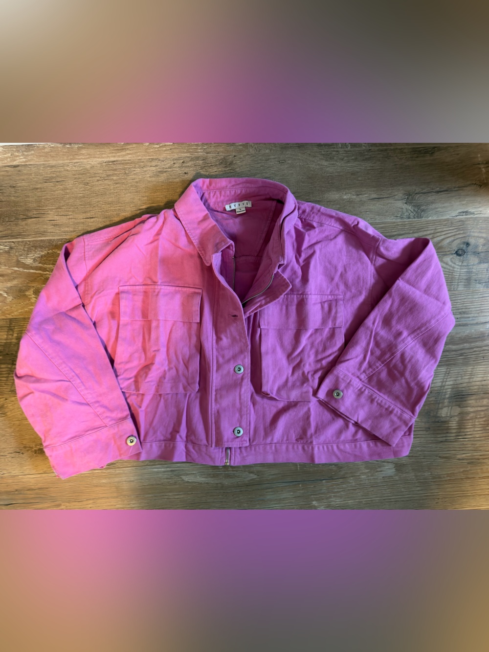 NWT HYFVE Pink Cropped Utility Jean Jacket Large
